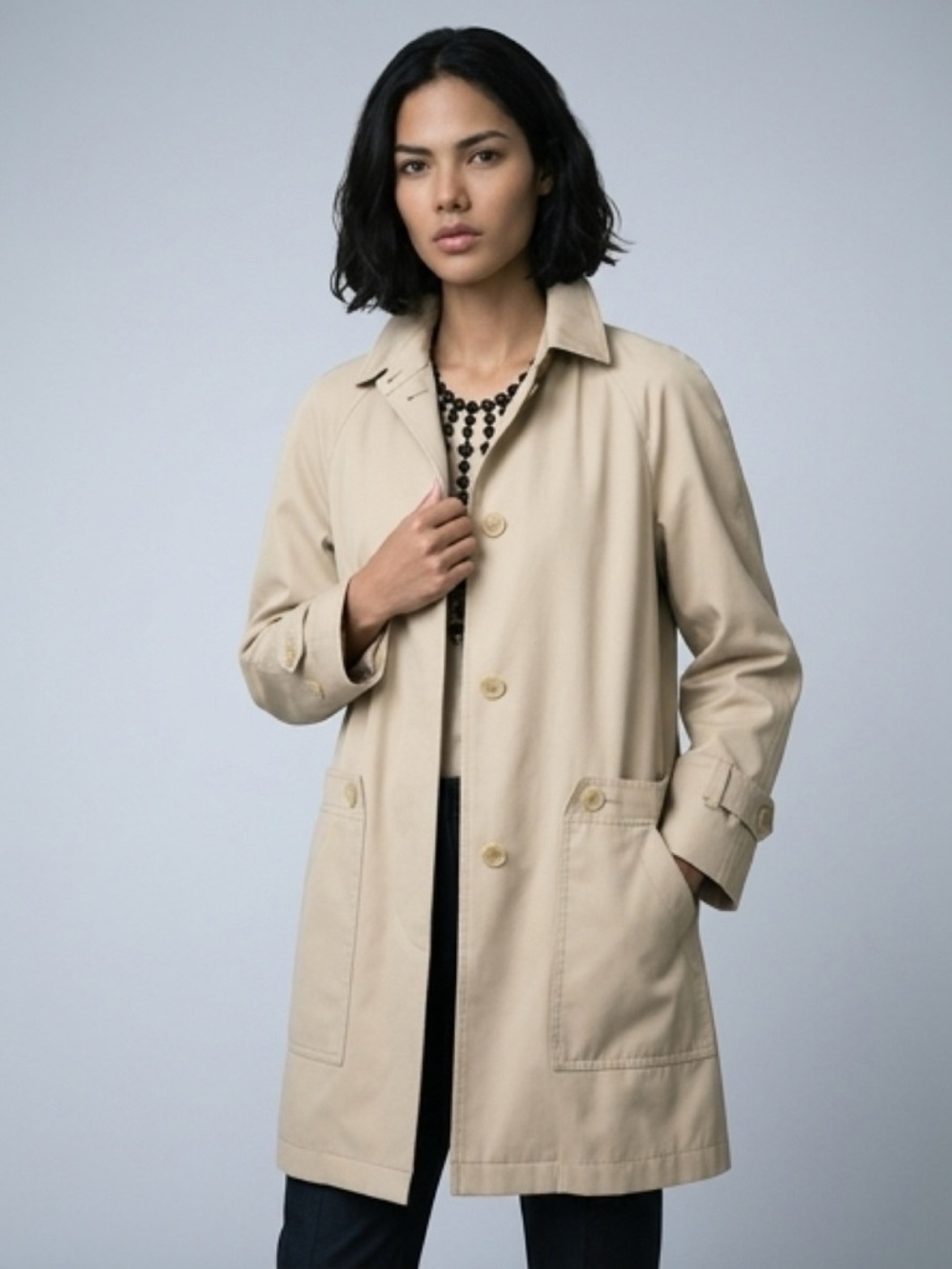 London Fog Women's Beige Classic Single-Breasted Trench